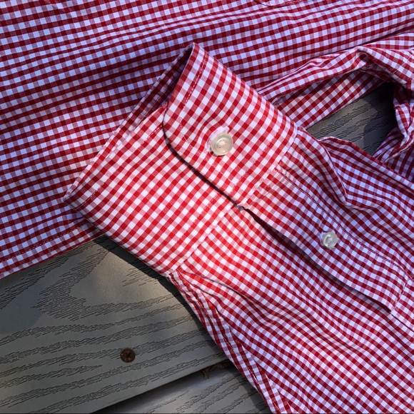 Lands End 100% cotton checkered button down shirtM - Picture 9 of 12